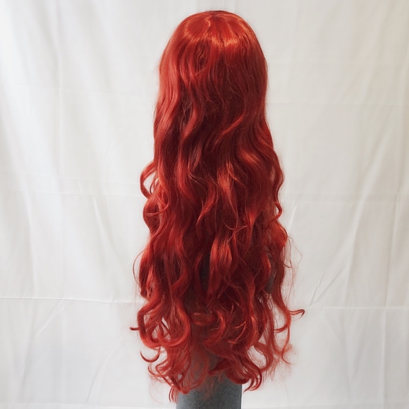 New Goddess cosplay red curly wig with long bangs main image 4